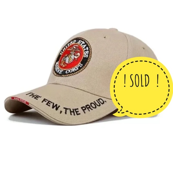 SOLD ! Marine Corps Baseball Cap Patriot Trucker Hat USMC Patch Men OS Khaki Tan - Picture 1 of 12